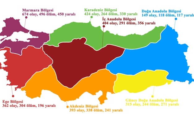 Türkiye’nin 2016 şiddet (cinayet) haritası…